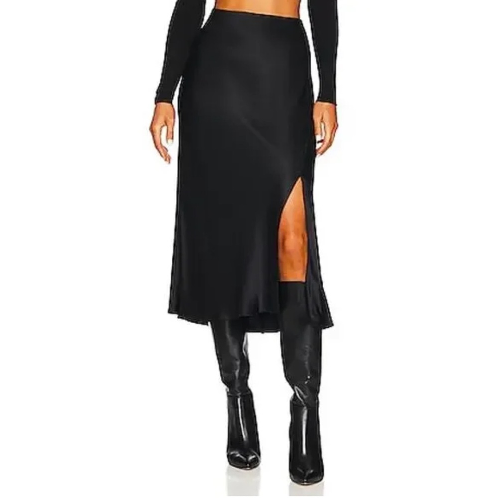 Revolve Rails Kira Midi Skirt Black Side Slit Sz 2